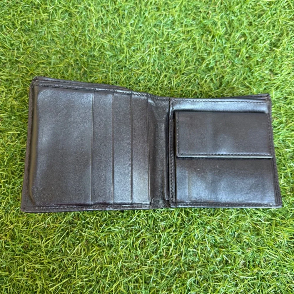 Gucci Guccissima Black Leather Bifold Wallet with Coin Pocket Made in Italy
